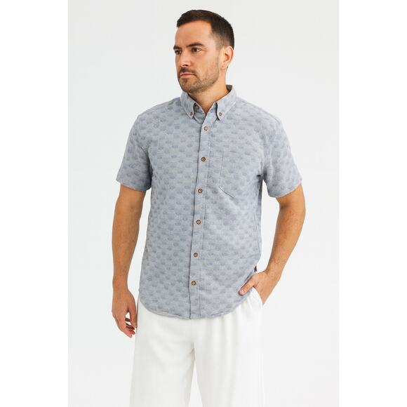 Ben Sherman stretch wave button up shirt beach vacation preppy M light blue - Picture 1 of 9